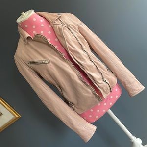 Blush Mauritius lamb leather Moto Jacket size 6. Like new